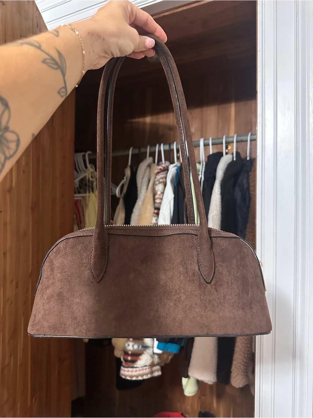 NWOT Brown Suede Shoulder Bag